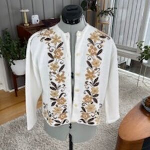 Vintage 'Dotty Mann of Cleveland" Floral Print Cardigan Sweater - S/M